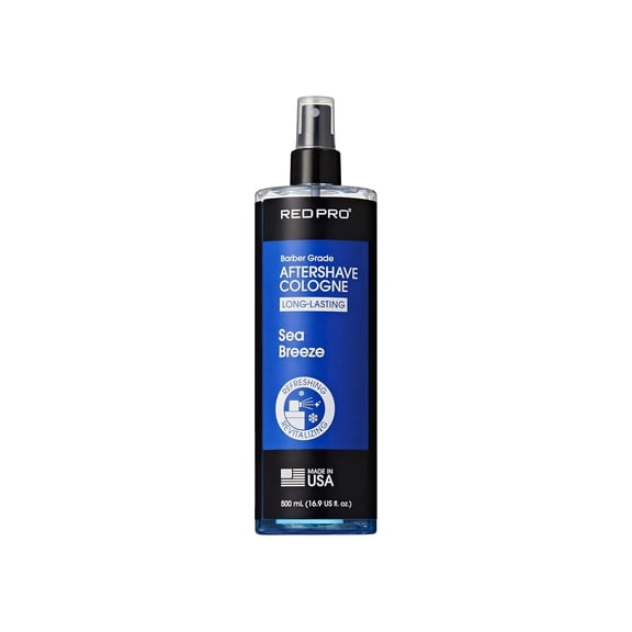 RED Pro GROOMANE Cooling Aftershave Cologne for Men, Barber-Grade Post-Shave Splash, Long-Lasting Scent, Soothes with Aloe, Fast-Drying, Tone Skin & Reduces Irritation (16.9 fl.oz, Sea Breeze)
