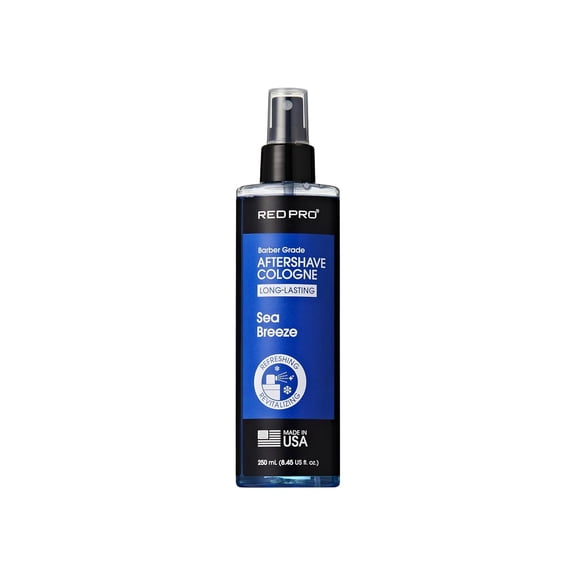RED Pro GROOMANE Cooling Aftershave Cologne for Men, Barber-Grade Post-Shave Splash, Long-Lasting Scent, Soothes with Aloe, Fast-Drying, Tone Skin & Reduces Irritation (8.4 fl.oz, Sea Breeze)