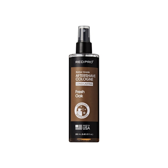 RED Pro GROOMANE Cooling Aftershave Cologne for Men, Barber-Grade Post-Shave Splash, Long-Lasting Scent, Soothes with Aloe, Fast-Drying, Tone Skin & Reduces Irritation (8.4 fl.oz, Fresh Oak)