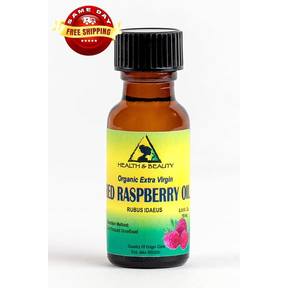 RED RASPBERRY SEED OIL UNREFINED ORGANIC COLD PRESSED PURE GLASS BOTTLE 0.5 OZ