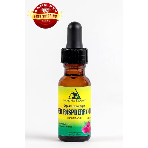 RED RASPBERRY SEED OIL UNREFINED ORGANIC COLD PRESSED PURE GLASS DROPPER 0.5 OZ