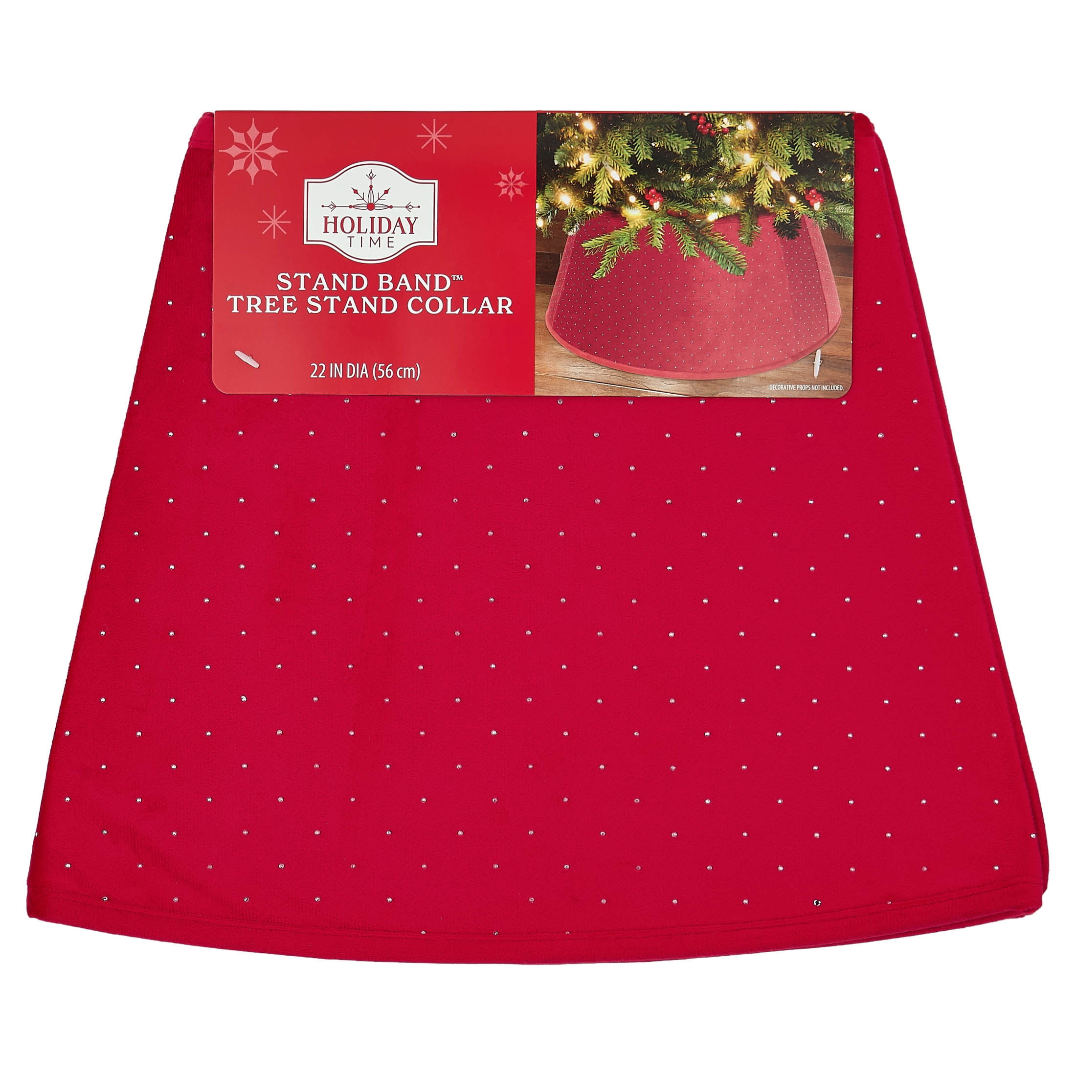 Rhinestone Stand Band Christmas Tree Collar, Red, 22", by Holiday Time