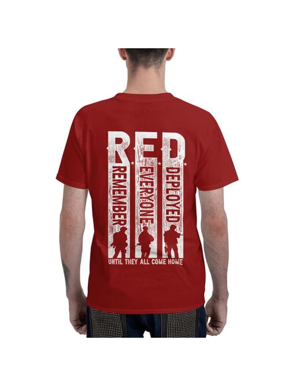 RED Remember Everyone Deployed - Distressed Soldier Silhouette T-Shirt Patriotic Red Friday Gift for Men RED-2XL SIZE