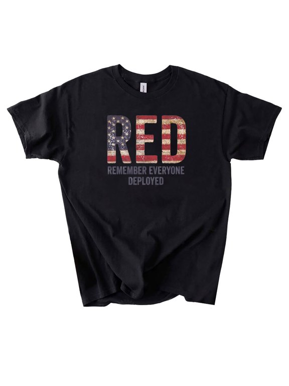 RED, Remember Everyone Deployed Shirt, Dad Mom Gift, Grunge Flag, Red Friday T-shirt