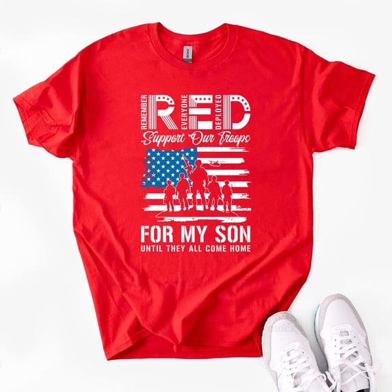 RED Remember Everyone Deployed T-Shirt, Military Support Tee, RED Friday Patriotic Shirt, Army Mom Gift, Support Our Troops T-Shirt, USA Pride