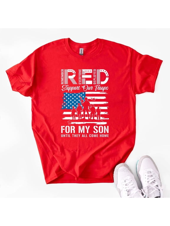 RED Remember Everyone Deployed T-Shirt, Military Support Tee, RED Friday Patriotic Shirt, Army Mom Gift, Support Our Troops T-Shirt, USA Pride