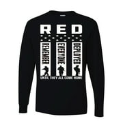 WILD CUSTOM APPAREL RED Remember Everyone Deployed USA Pride Patriotic Mens Long Sleeves, Black, Small
