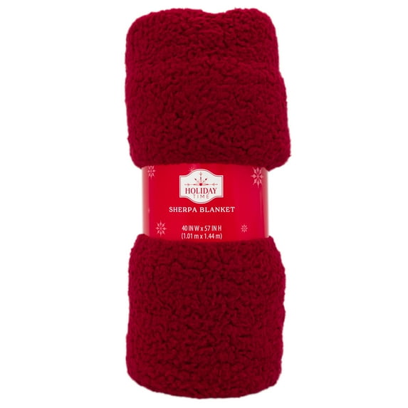 Sherpa Throw Blanket, Red, 40" x 57", by Holiday Time