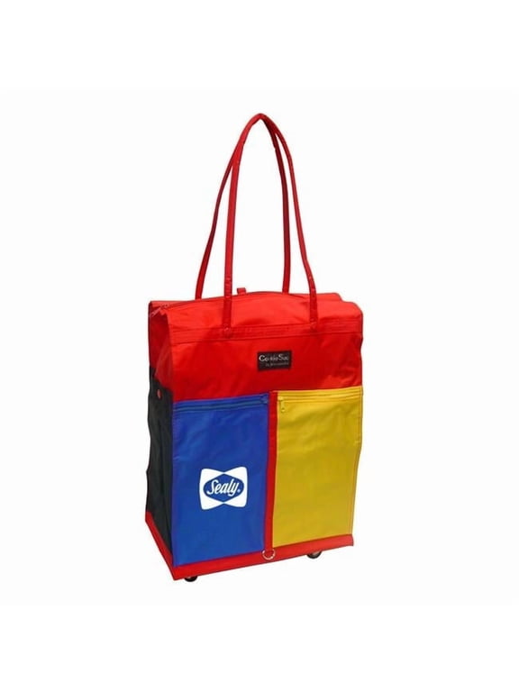 RED SHOPPING TOTE W/WHEELS