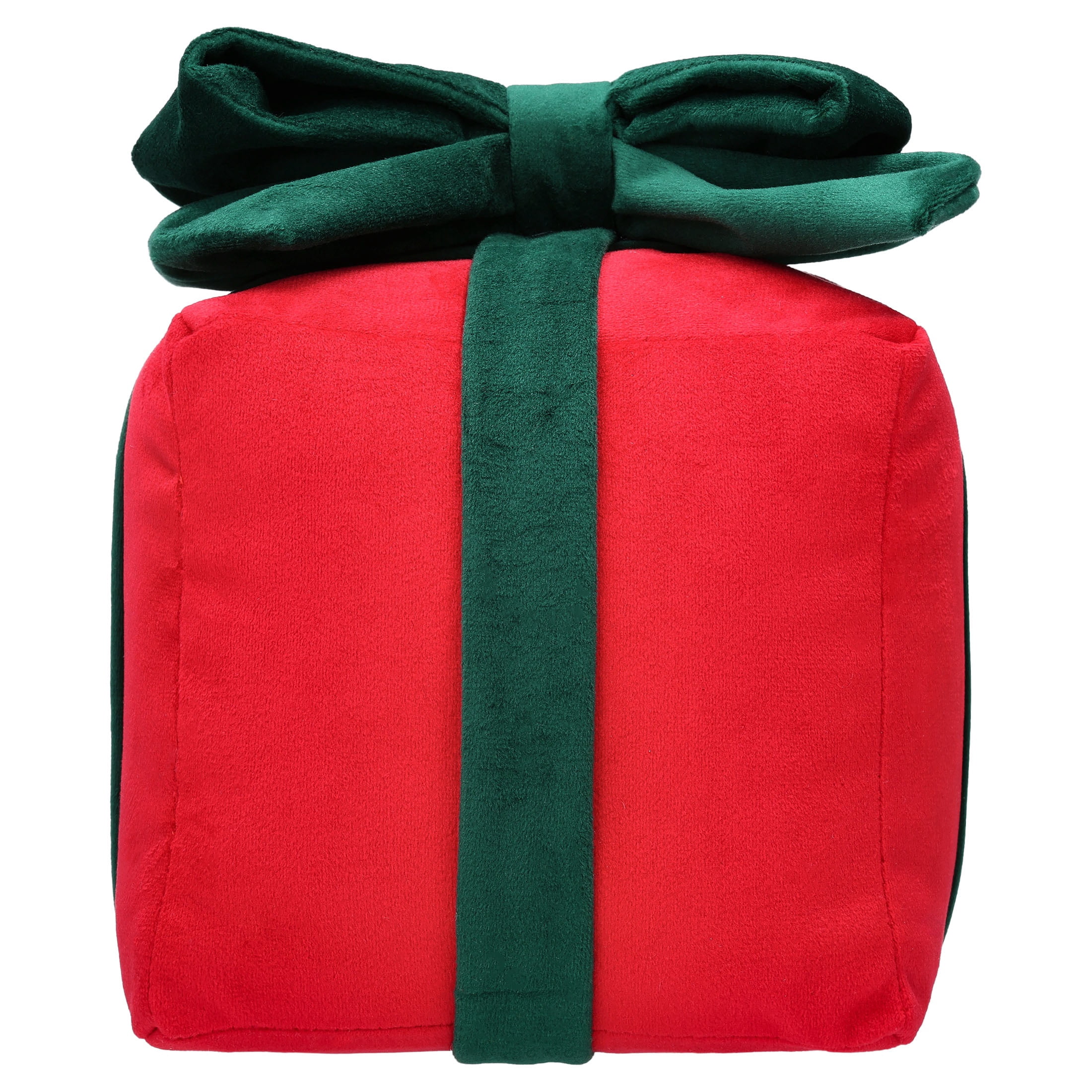 Fabric Gift Box Christmas Decoration, Red and Green, 8", by Holiday Time