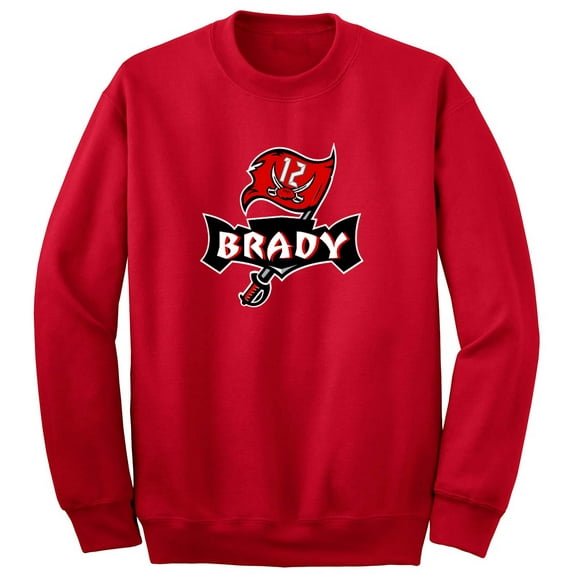RED Tom Brady Bucs Buccaneers Logo Crew Neck Sweatshirt ADULT