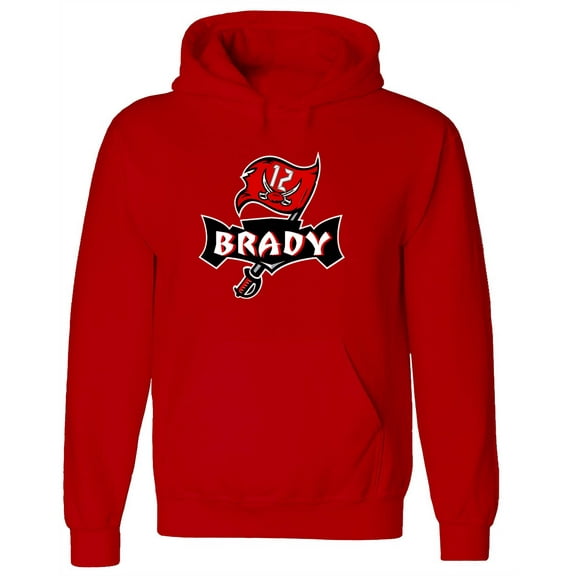 RED Tom Brady Bucs Buccaneers Logo Hooded Sweatshirt YOUTH MEDIUM