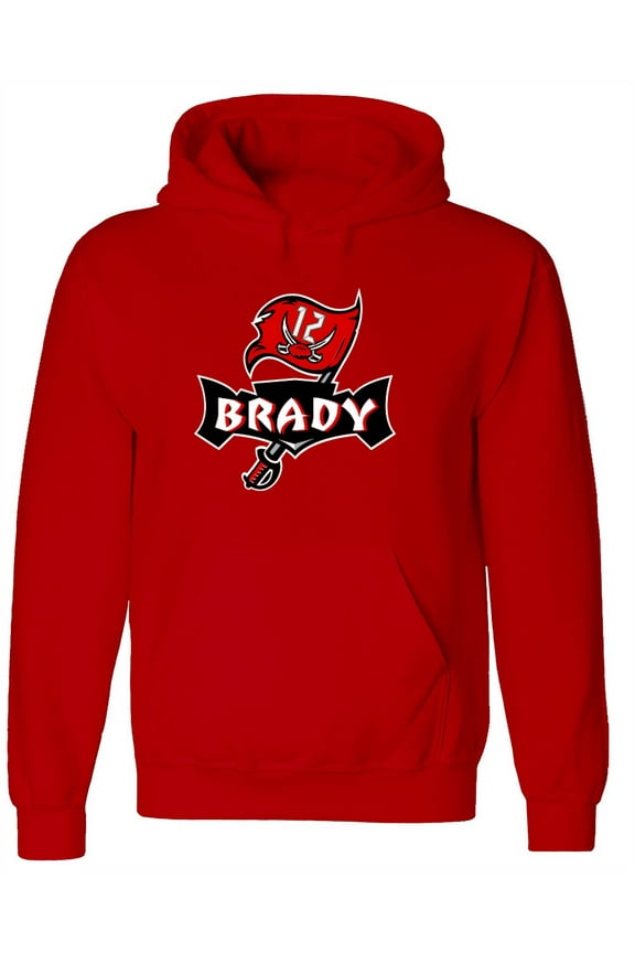 RED Tom Brady Bucs Buccaneers Logo Hooded Sweatshirt YOUTH XL