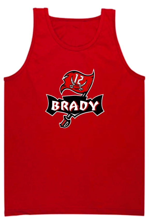 RED Tom Brady Bucs Buccaneers Logo Tank Top ADULT