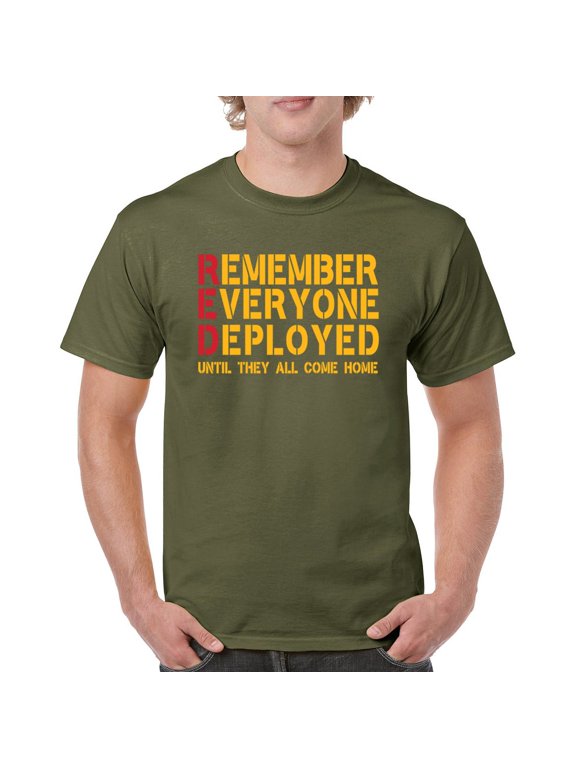 RED Until They All Come Back T-shirt Remember Everyone Deployed Remembrance Day Friday American Military Men's Tee