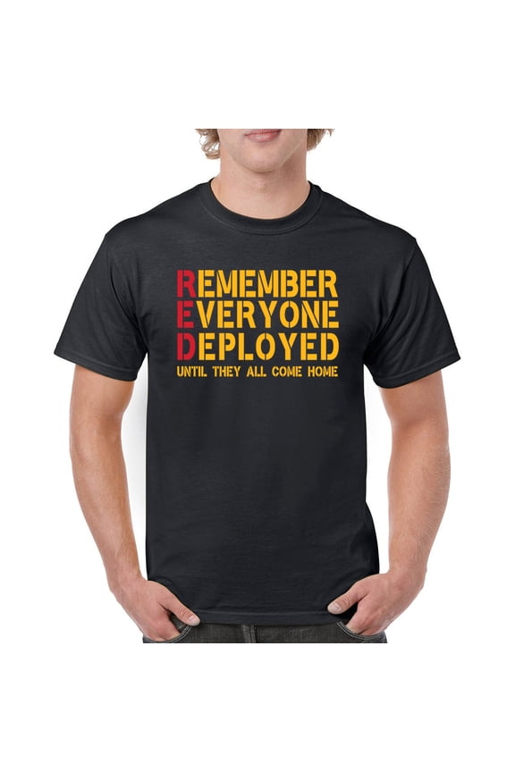 RED Until They All Come Back T-shirt Remember Everyone Deployed Remembrance Day Friday American Military Men's Tee