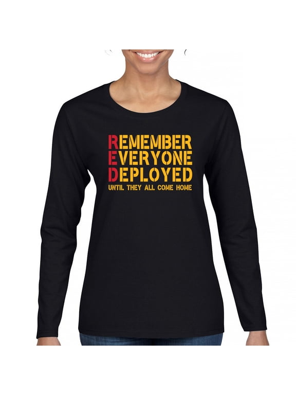 RED Until They All Come Back Women's Long Sleeve T-shirt Remember Everyone Deployed Remembrance Day Friday American Military