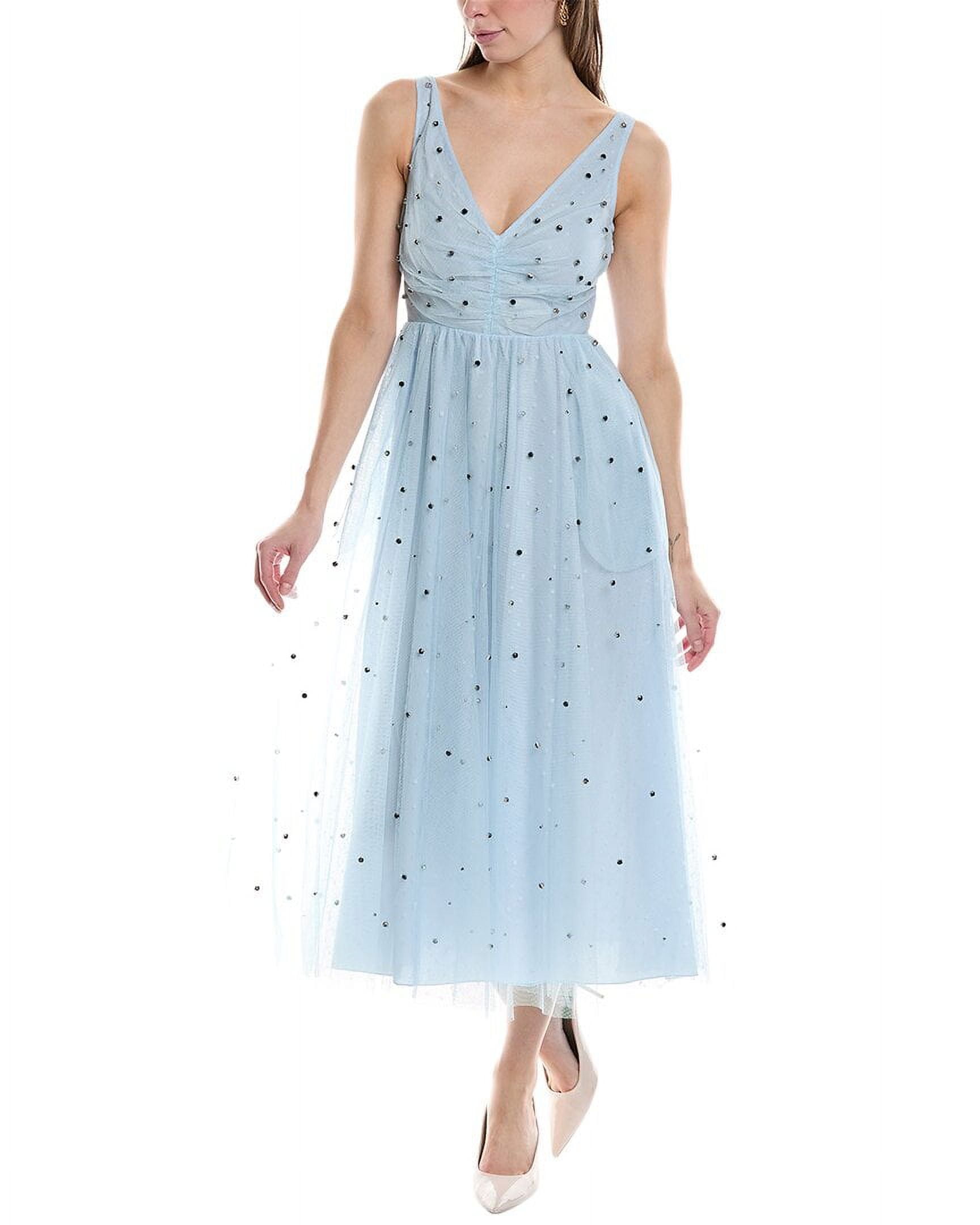 RED VALENTINO ビジュー半袖ワンピース　ライトブルー　水色 RED VALENTINO ビジュー半袖ワンピース ライトブルー 水色 - メルカリ