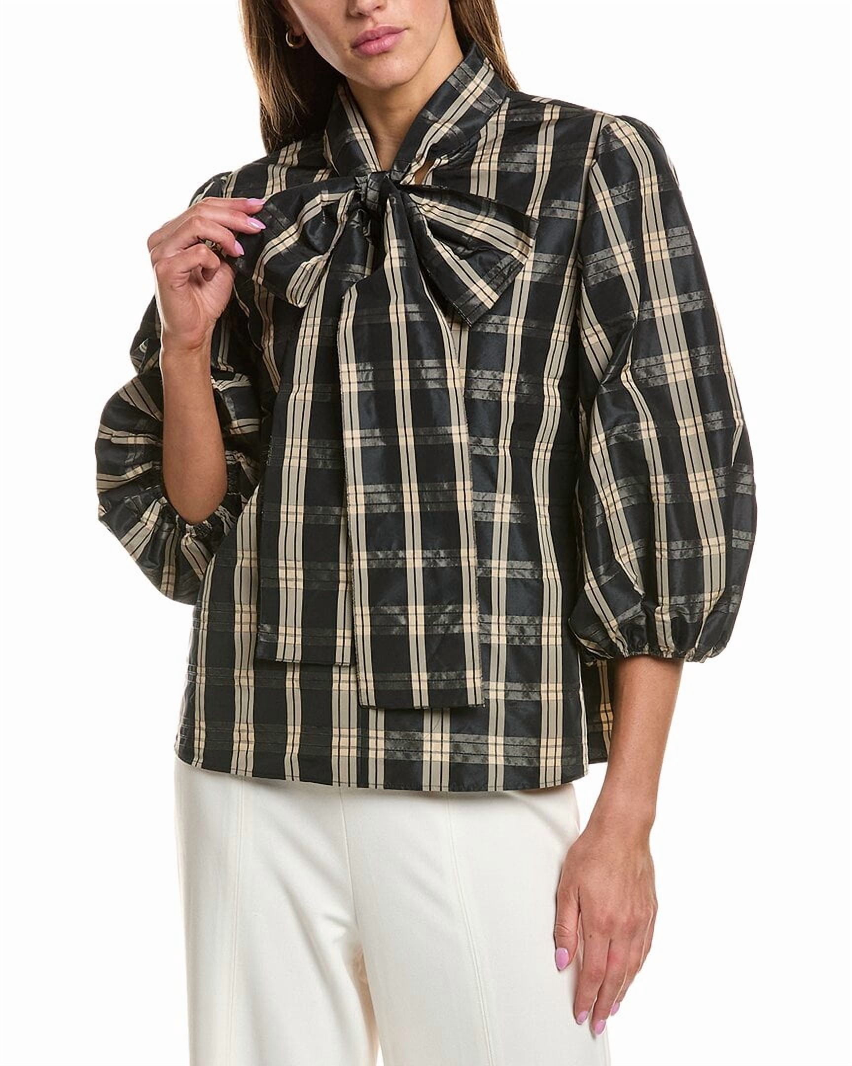 Red Valentino Plaid Puff Sleeve Top Women's | eBay