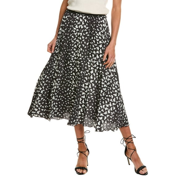 RED Valentino womens Pleated Maxi Skirt, 42, Black