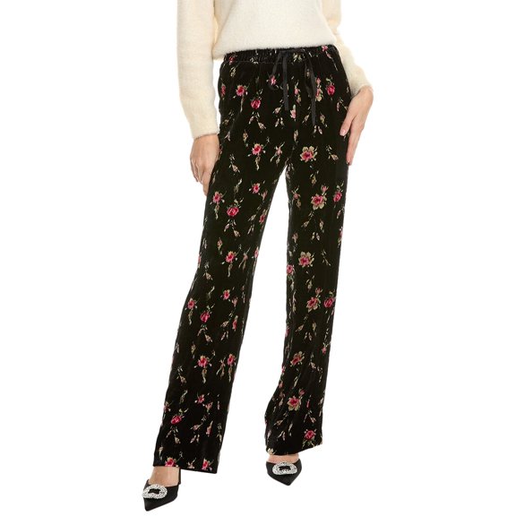 RED Valentino womens  Silk-Blend Pant, 38, Black