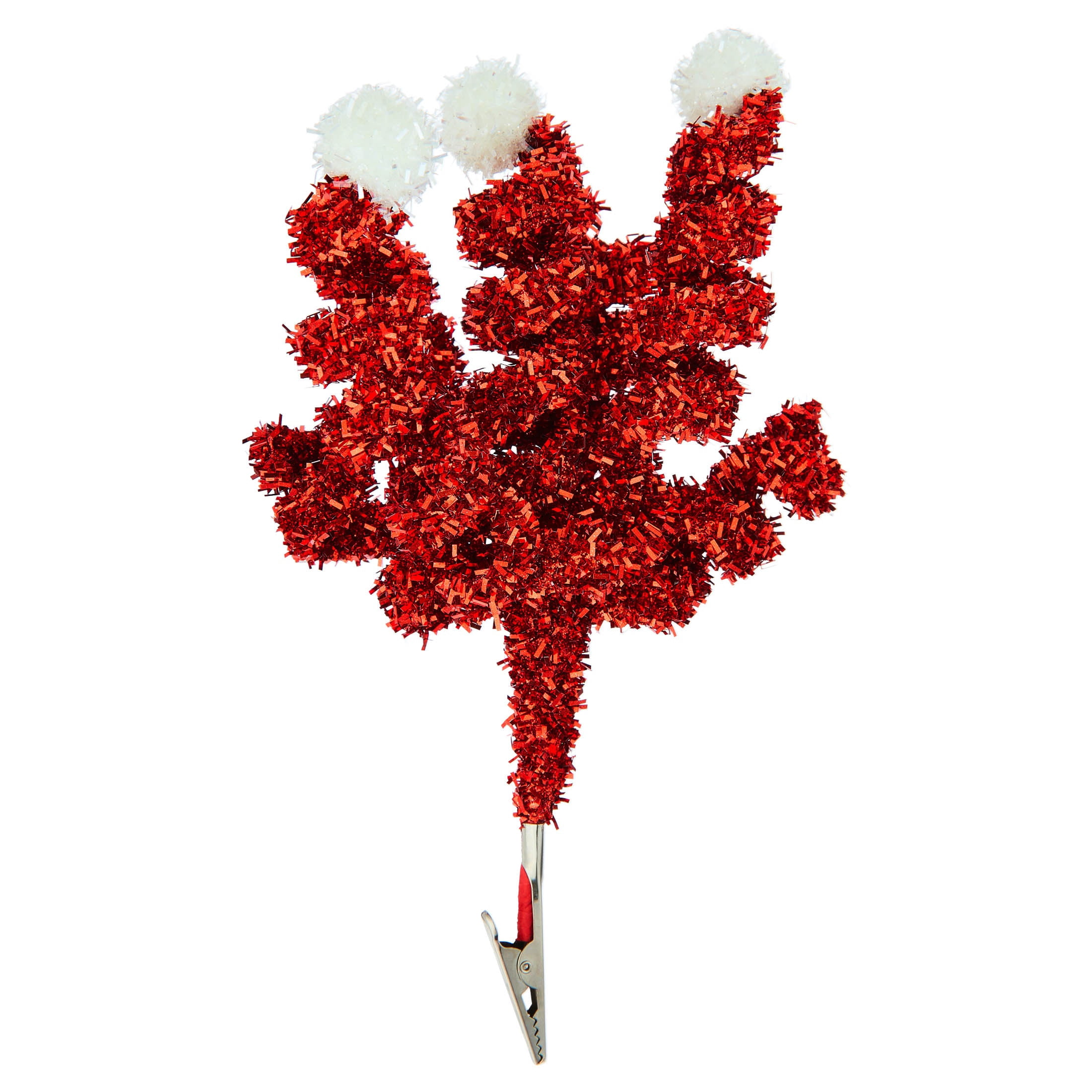 Red and White Tinsel Curly Christmas Clip Ornament, 9", by Holiday Time