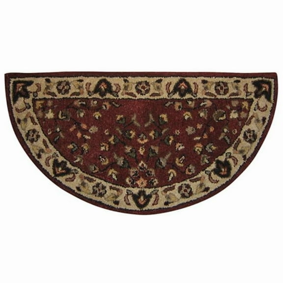 RED WITH BEIGE HAND-TUFTED 100% WOOL HEARTH RUG
