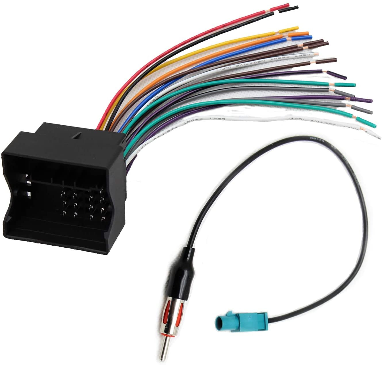 RED WOLF Stereo Wiring Harness w/Fakra Antenna Adapter for BMW 3/5