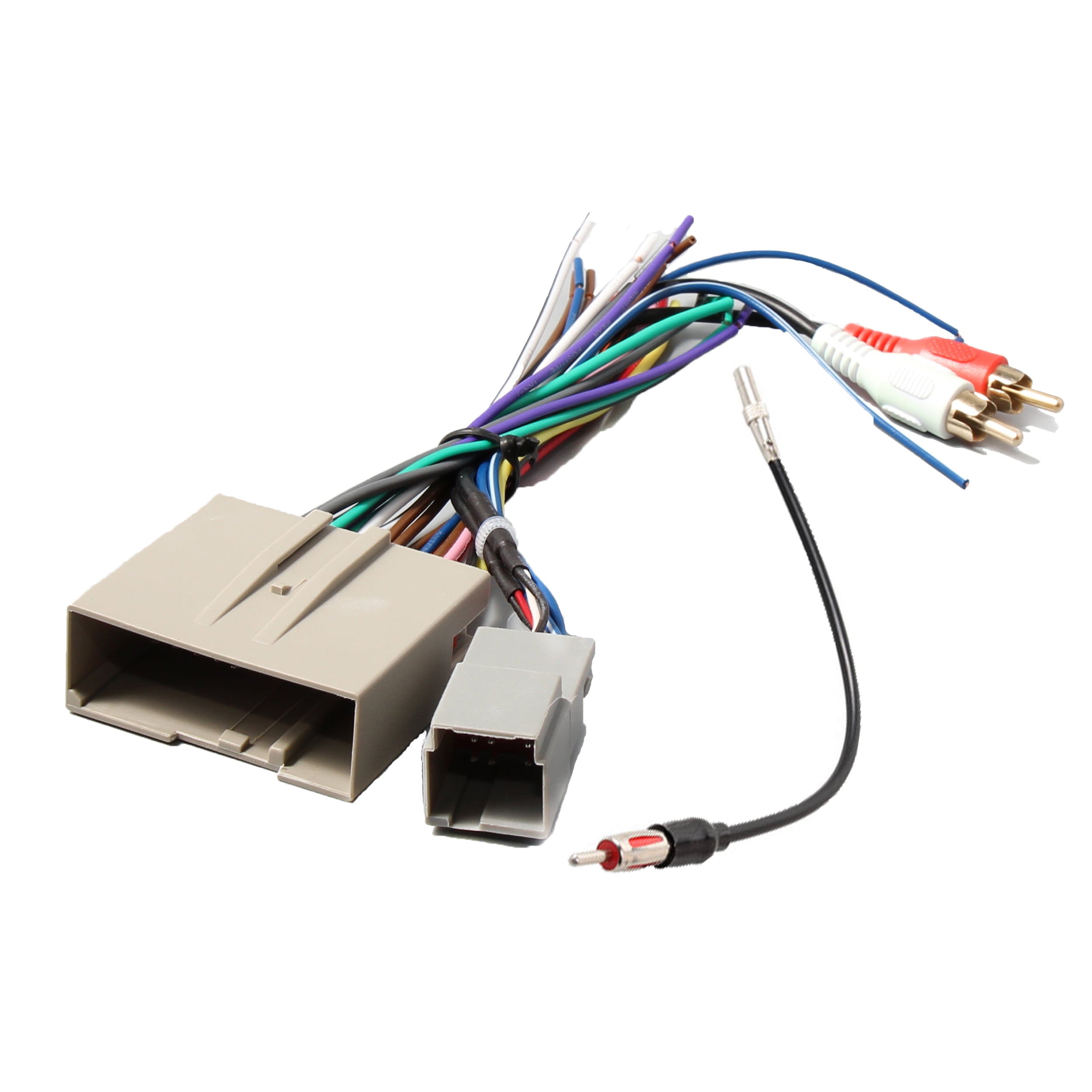 RED WOLF Vehicle Stereo Radio Wiring Harness & Antenna Adapter RCA Plug