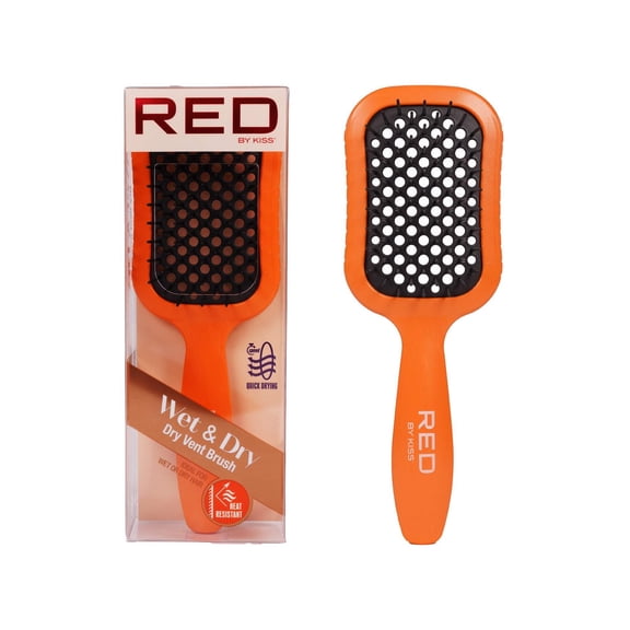 RED by KISS Dry Vent Heat-Resistant Hair Brush, Detangling Fast Blow Drying for Wet Dry Curly Thick Straight Hair (ORANGE)