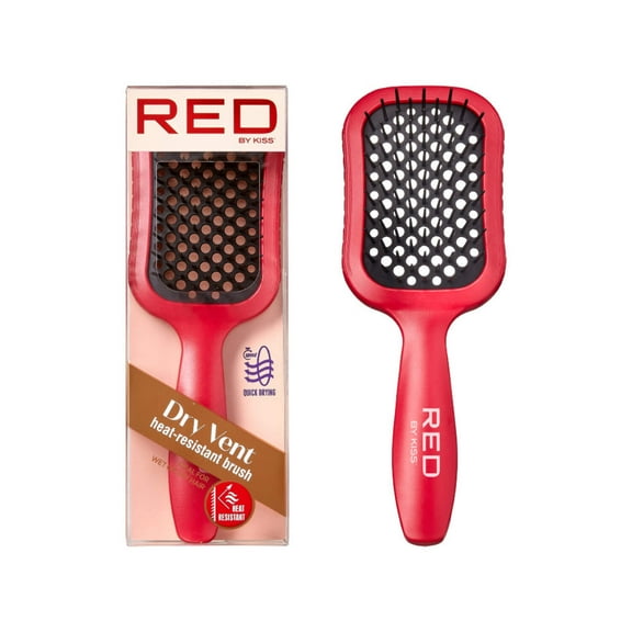 RED by KISS Dry Vent Heat-Resistant Hair Brush, Detangling Fast Blow Drying for Wet Dry Curly Thick Straight Hair (RED)
