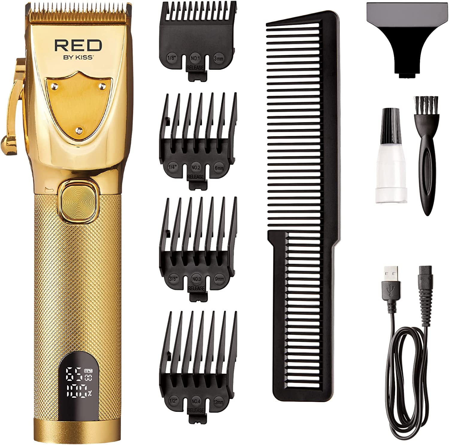 RED by Kiss Cordless Hair Clippers, Hair Trimmer for Professional Haircut, Grooming Kit for Men Ultra Clean-Cut Clipper