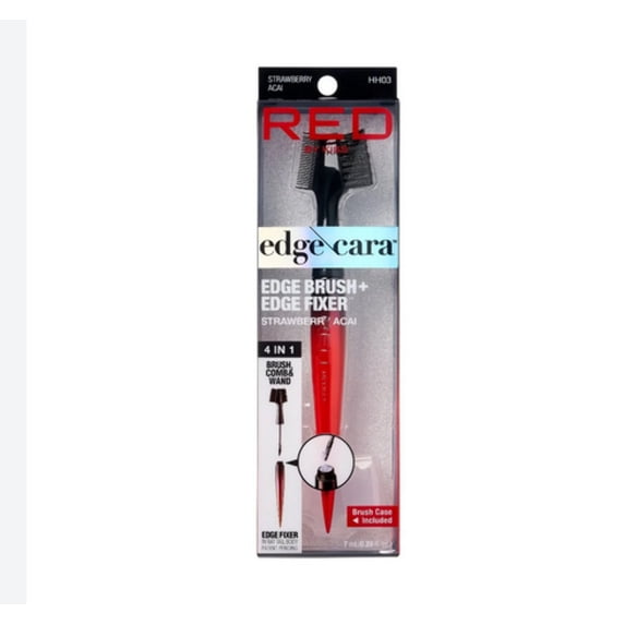 RED by Kiss Edge Cara 4 in 1 Edge Brush Comb Boar Bristles with Edge Fixer (Strawberry Acai)