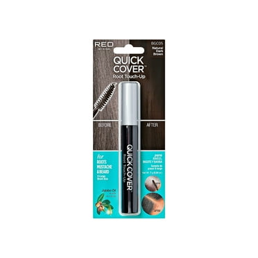 RED by Kiss Quick Cover Root Touch Up Rescue, Mascara Natural Water-Resistant Temporary Gray Concealer Cover Up Brush for Hair Mustache & Beard