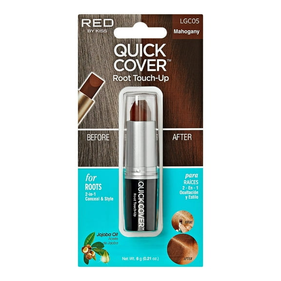 RED by Kiss Quick Cover Root Touch Up Stick Type Water-Resistant Temporary Gray Concealer Cover Up Brush for Hair and Beard (Dark Brown)