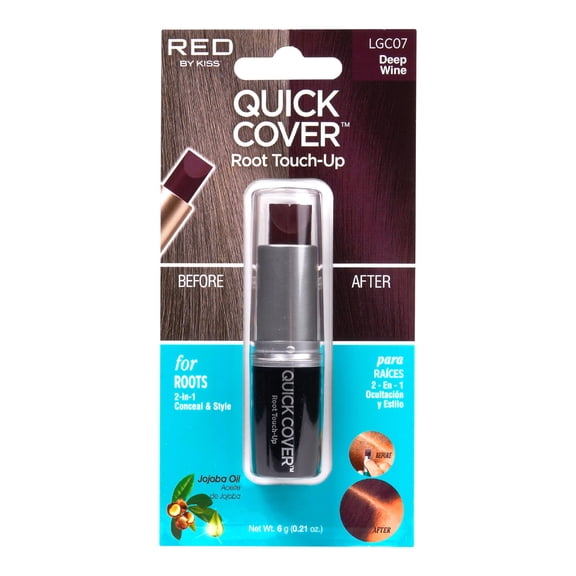 RED by Kiss Quick Cover Root Touch Up Stick Type Water-Resistant Temporary Gray Concealer Cover Up Brush for Hair and Beard (Deep Wine)