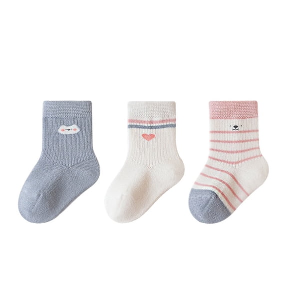 REDARER 3-Pack Soft Baby Crew Socks, Non- Grip Cushioned Walking Socks for & Toddler Boys & Girls,1-3 Years