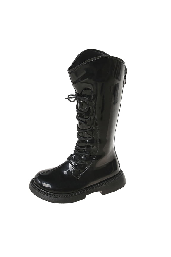 Autumn Children Girls Sports Shoes Flat Thick Bottom Non Easy to Wear PU Upper Comfortable Boots,Winter Boots,Girls Boots,Size:11-12 Years