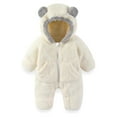 thumbnail image 1 of REDARER Baby Bear Jumpsuit Outfit with Fold Over Mittens Footies Girls Boys Winter Hooded Romper Snowsuit,Kids Clothing,Size:9-12 Months, 1 of 5