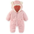 thumbnail image 1 of REDARER Baby Bear Jumpsuit Outfit with Fold Over Mittens Footies Girls Boys Winter Hooded Romper Snowsuit,Kids Clothing,Size:9-12 Months, 1 of 5