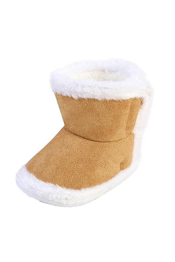 Baby Booties - Ultra Soft Sole Warm Cotton Boots for First Steps, Non- & Comfortable,Color:Khaki,Size:6-12 Months