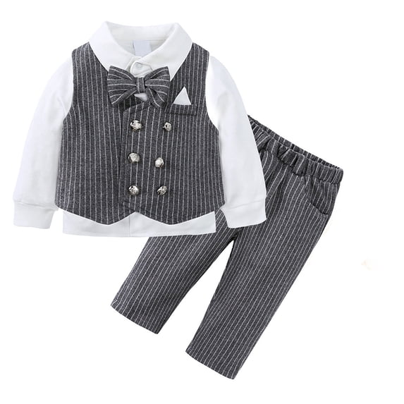 REDARER Baby Boy 3-Piece Winter Outfit, Elegant Vest Set with Formal Wear for Photoshoots, Occasion & Celebration,Size:2-3 Years