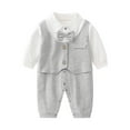 thumbnail image 1 of REDARER Baby Boys 3-Piece Formal Set - Long Sleeve Romper + Bowtie + Suspenders, Christening & 1st Birthday Outfit,Color:Z3 Grey,Size:0-3 Months, 1 of 2