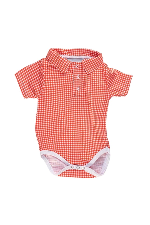Baby Boys' Plaid Polo Bodysuit, Soft Cotton Short Sleeve Romper for & Toddler Casual Wear,12-18 Months