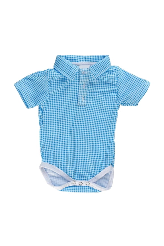 Baby Boys' Plaid Polo Bodysuit, Soft Cotton Short Sleeve Romper for & Toddler Casual Wear,6-12 Months