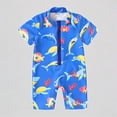 thumbnail image 1 of REDARER Baby Boys' Rash Guard Swimsuit – Underwater Animal Print, Short-Sleeve Full-Zip Design, Sun-Protective Beach Swimwear,6M, 1 of 6