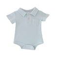 thumbnail image 1 of REDARER Baby Boys Waffle Knit Polo Romper, Short-Sleeve Gentleman Bodysuit with Pocket for & ,3-6 Months, 1 of 4