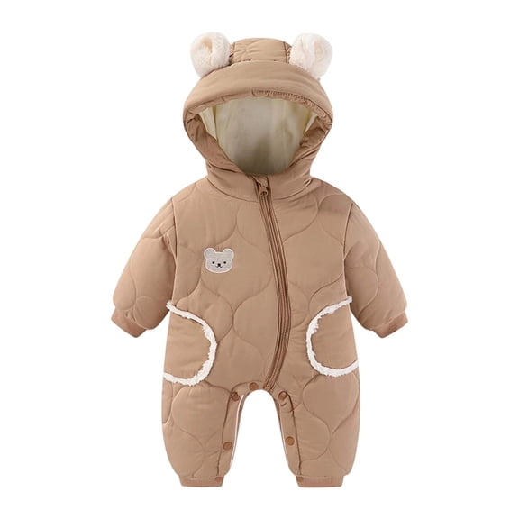 REDARER Baby Boys Winter Thermal Romper Jumpsuit Warm Outfit Toddler Woven Coverall Outerwear Soft,Kids Clothing,Size:0-3 Months