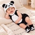thumbnail image 1 of REDARER Baby Cartoon Panda Romper 3 Piece Set Sleeveless Hooded Bodysuit with Matching Hat and Socks Soft Fleece Snap Crotch Costume Outfit for Infant Christmas Photoshoot Holiday Gift,9-12 Months, 1 of 8