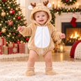 thumbnail image 1 of REDARER Baby Christmas Deer Hooded Romper Set Long Sleeve Zipper Bodysuit with Matching Foot Covers Soft Fleece Holiday Costume Outfit for Infant Christmas Photoshoot Party Gift,6-9 Months, 1 of 8